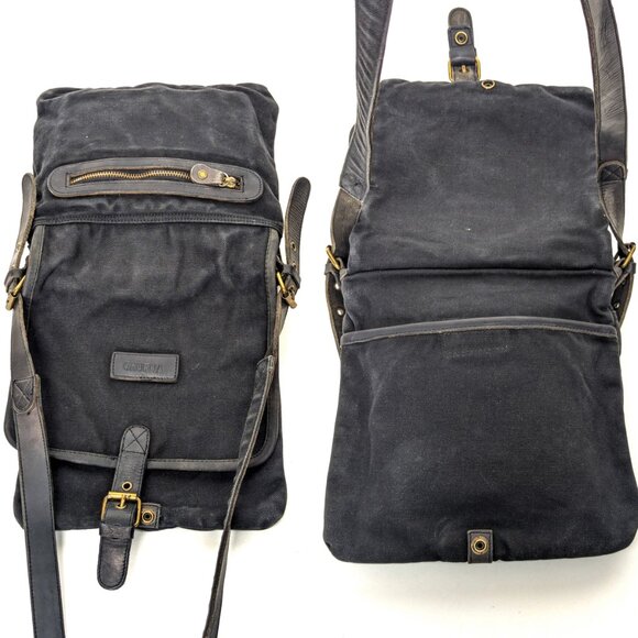 GHURKA Black Denim and Leather Rugged Messenger Crossbody - Picture 7 of 15